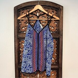 Blue and Red Patterned Women's Halter Top